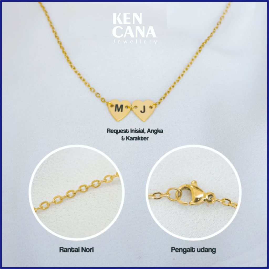Kalung Inisial Love Titanium Anti Karat Wanita || Kalung Inisial Custom Titanium Anti Karat