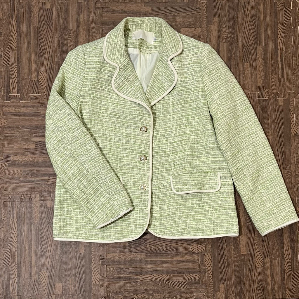 Preloved blazer tweed hijau sage
