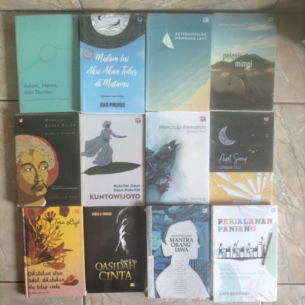 BUKU PUISI _ MANTRA ORANG JAWA, PELESIR MIMPI, MAKRIFAT DAUN DAUN MAKRIFAT,QASIDAH CINTA,AYAT SUNYI,