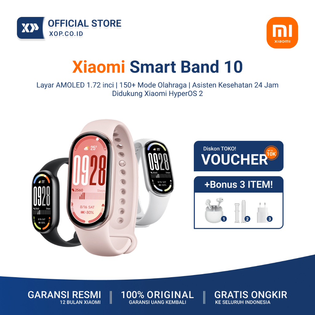 Xiaomi Smart Band 10 | Layar Amoled 1.72" | 150+ Mode Olahraga | 5 ATM | Asisten Kesehatan 24 Jam