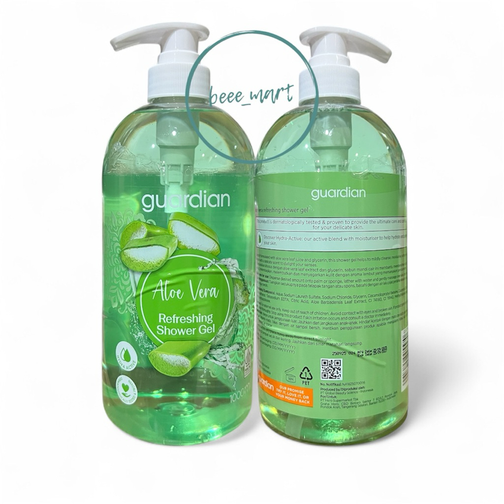 Guardian Refreshing Body Wash Shower Gel 1L Aloe Vera