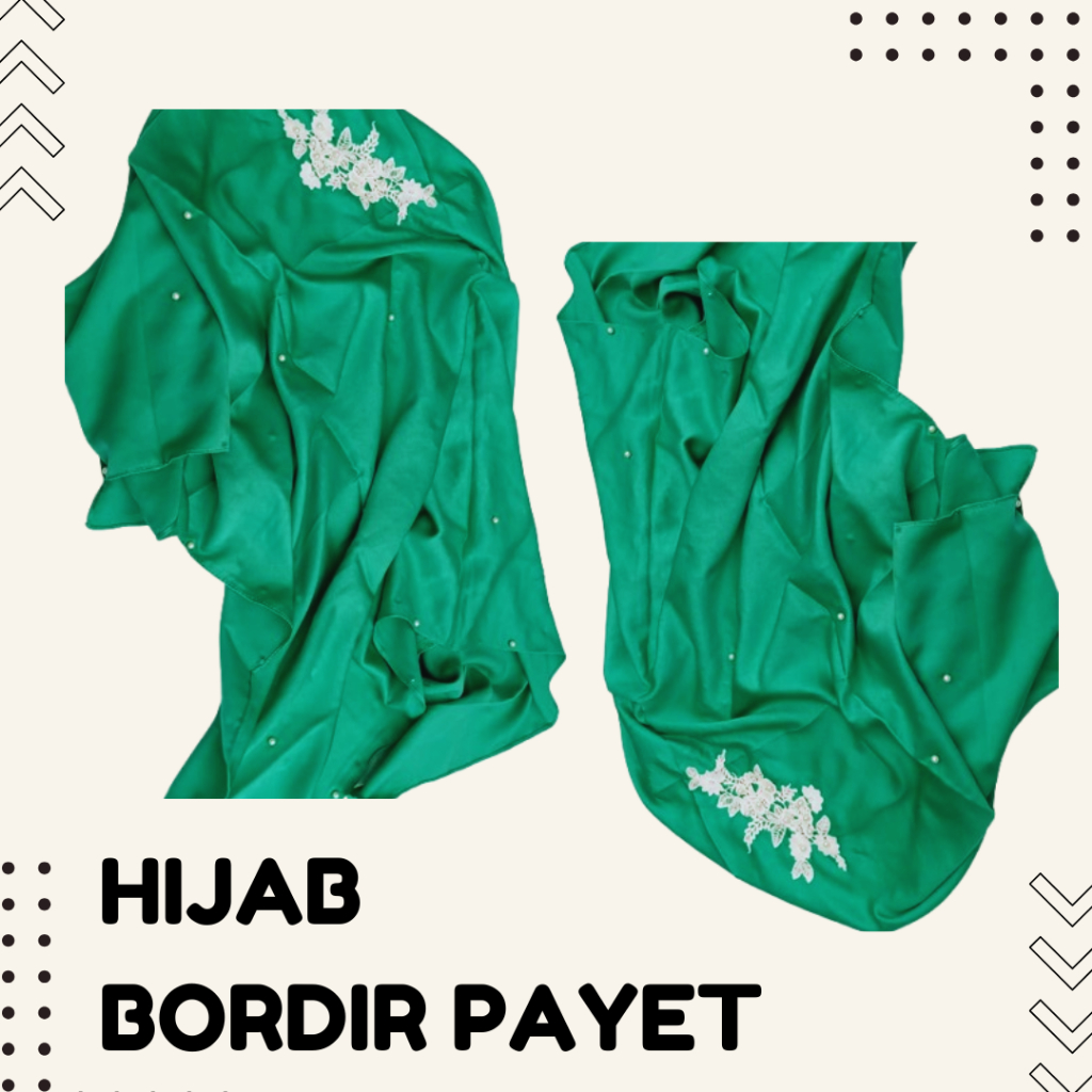 HIJAB SEGI EMPAT / HIJAB BORDIR PAYET / BORDIR MUTIARA