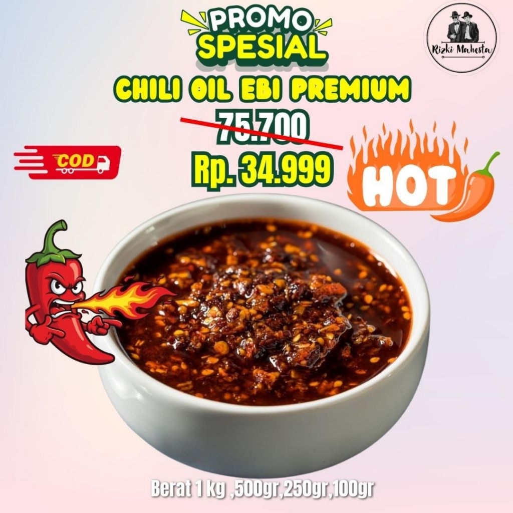 1KG CHILI OIL EBI PREMIUM BUMBU CIKRUH HOT JELETOT SAUS BASRENG SAUS MAKANAN SAUS DIMSUM