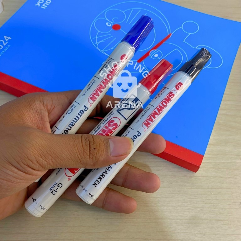 Spidol Snowman PERMANENT  G-12 Whiteboard Color Spidol Permanen Warna Hitam  Biru Merah Tulis Pewarn