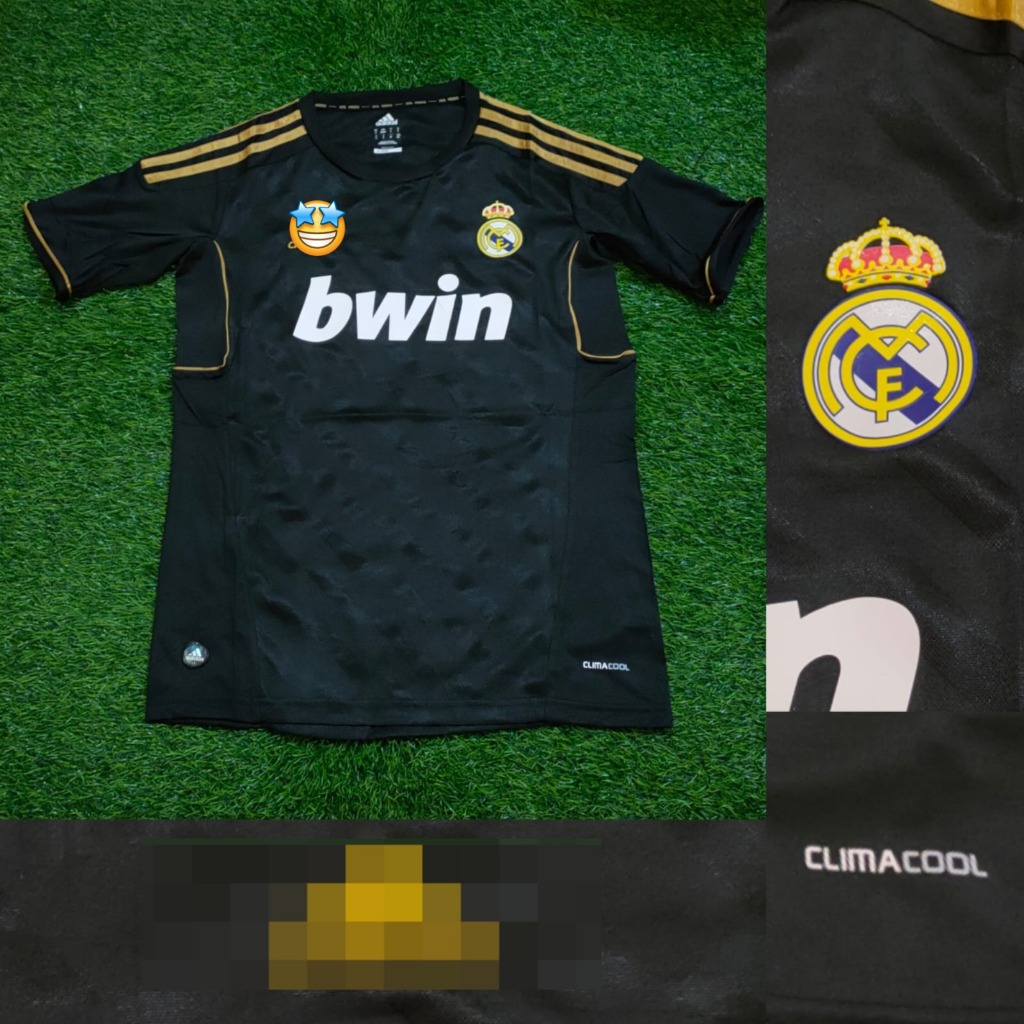 RETRO | JERSEY RETRO MADRID AWAY BWIN HITAM 2011/2012 GRADE ORI