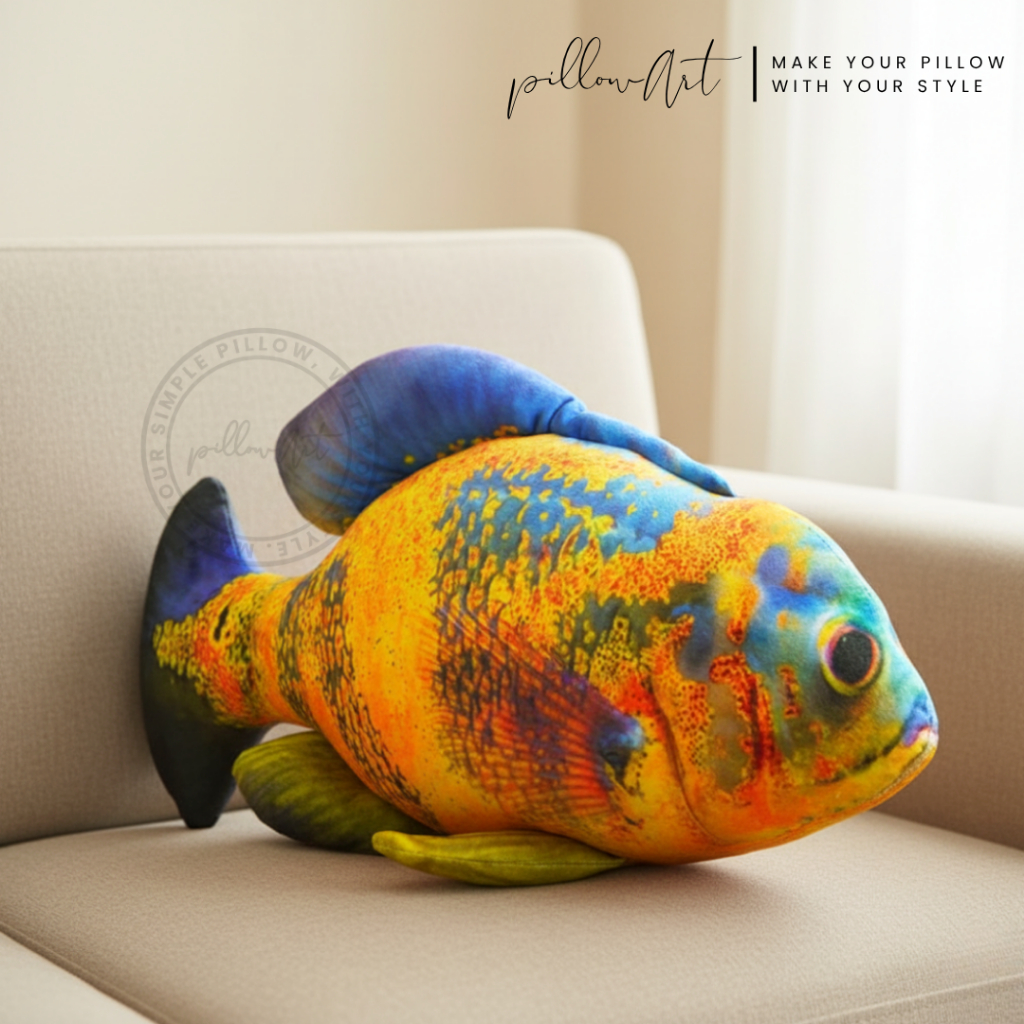 PillowArt Bantal Boneka Unik Ikan Oscar Ukuran M - Koleksi Lucu Aesthetic ART141