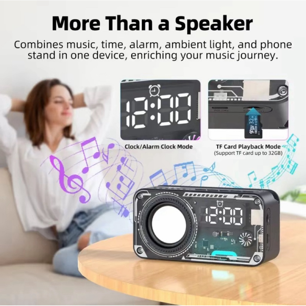 Speaker Bluetooth 5.3  V1 RGB Surround Sound System RGB Multifunction Speaker Connect Desktop/ Lapto