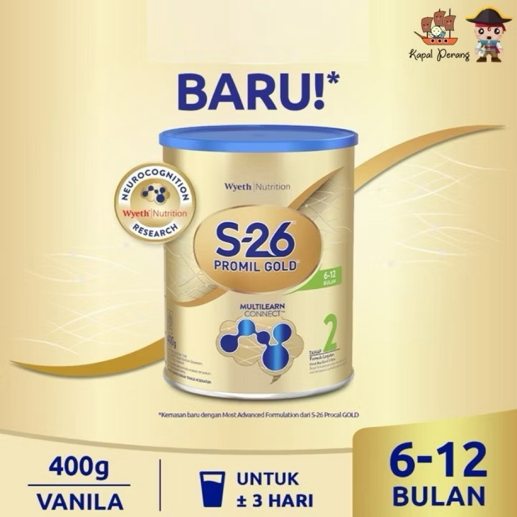 kaleng susu s26 bekas tahap 2 400 gr