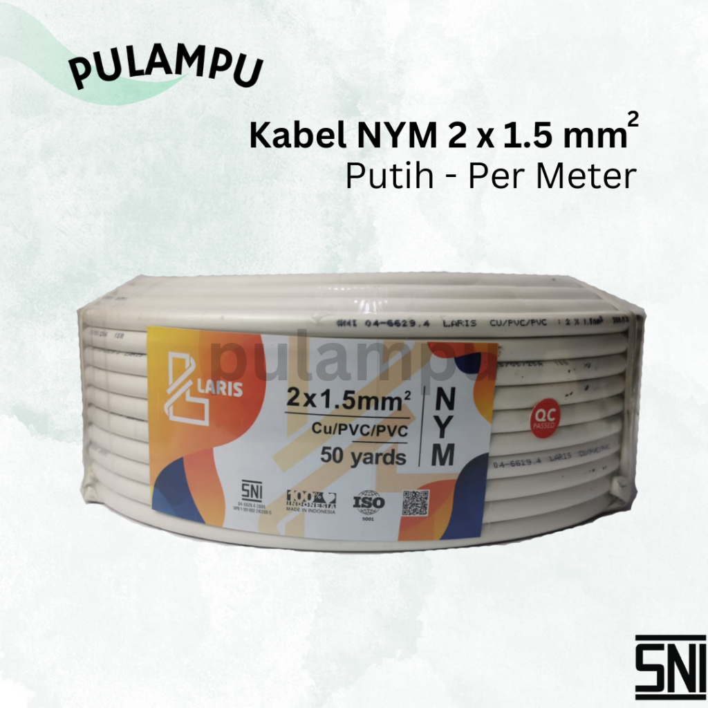 Kabel Instalasi Listrik NYM 2 x 1.5 mm – Kabel Listrik Inti Ganda Tembaga SNI Per Meter untuk Kabel 