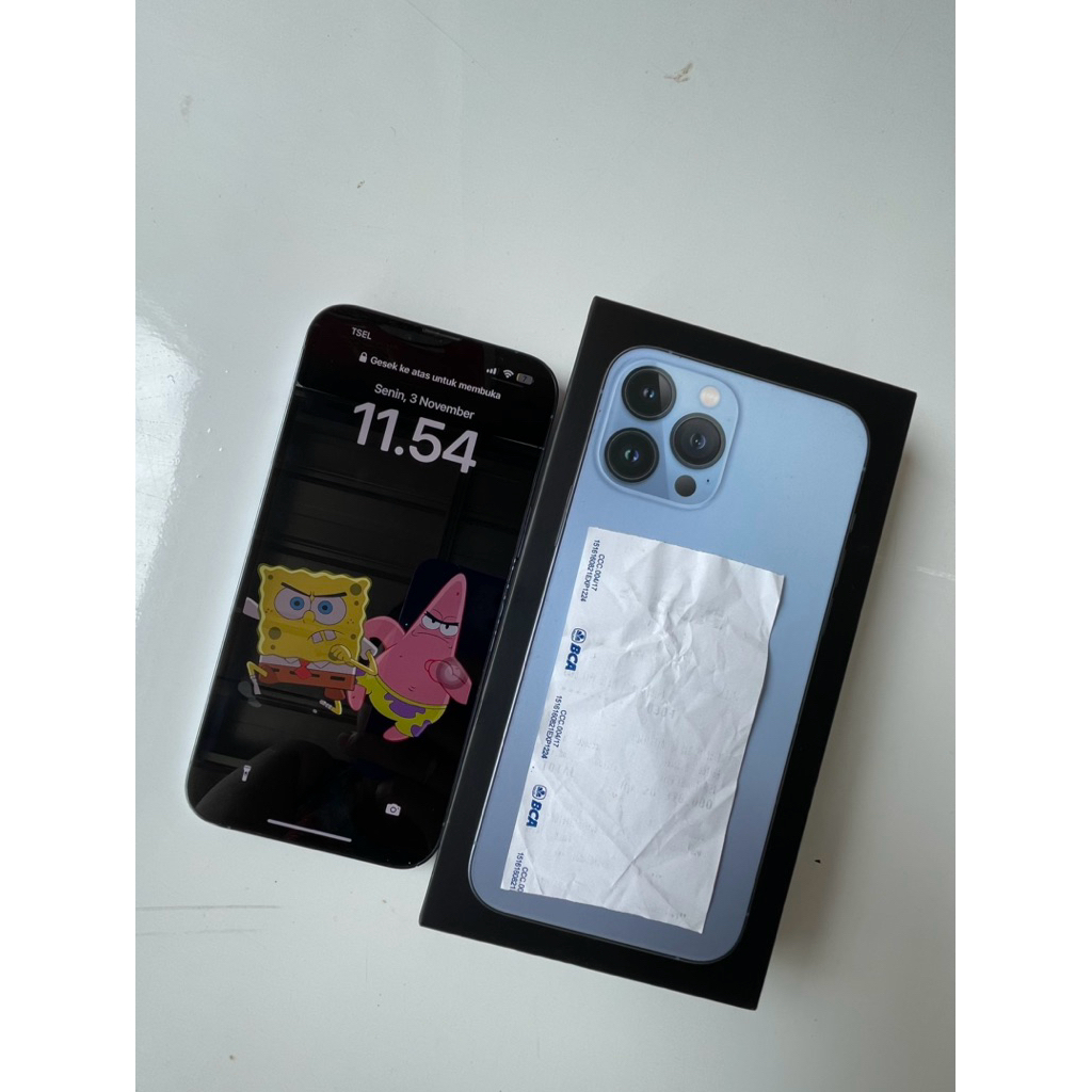 RESMI IBOX iPhone 13 Pro Max 128GB Sierra Blue Mulus – lengkap dus & nota Bonus GAK ADA MINUS