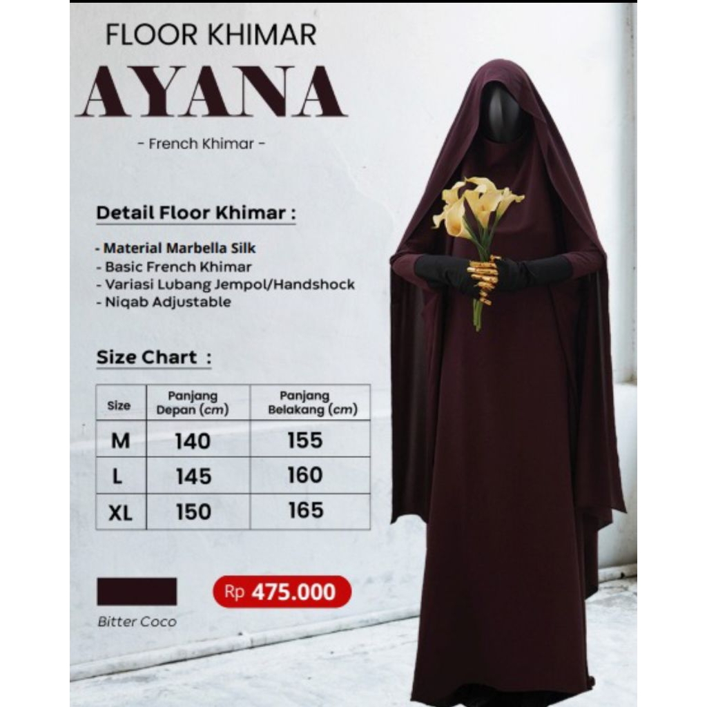 FLOOR KHIMAR AYANA/ set umroh haji/abaya umroh haji