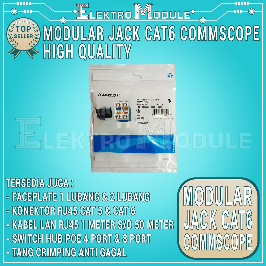 Modular Jack RJ45 Cat 6 Commscope / Modular Rj45 Cat6 / Modular Jack Cat6 Cat 6 RJ45 Tolless Keyston