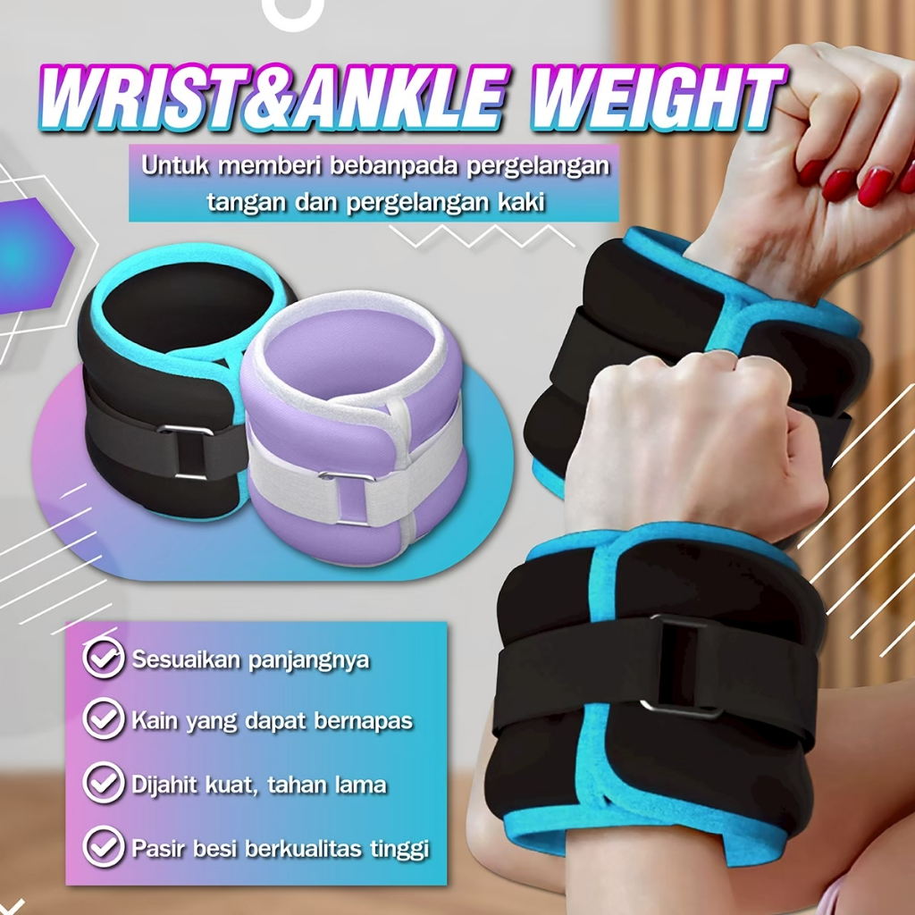 Beban Pergelangan Tangan dan Kaki 4kg (2kg x 2) Wrist Ankle Weight untuk Fitness Gym Lari Jogging
