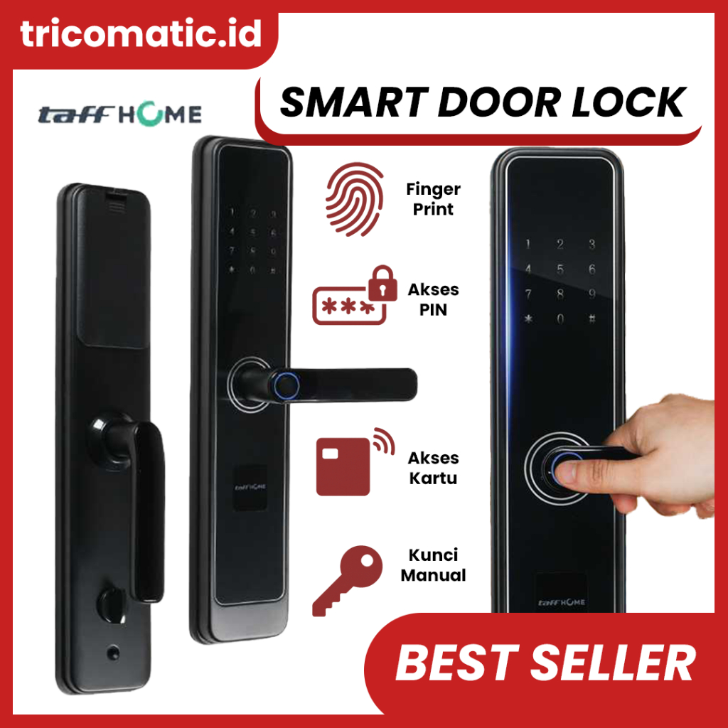 Smart Door Lock Kunci Pintu Digital Fingerprint Kartu Akses Original Terbaru