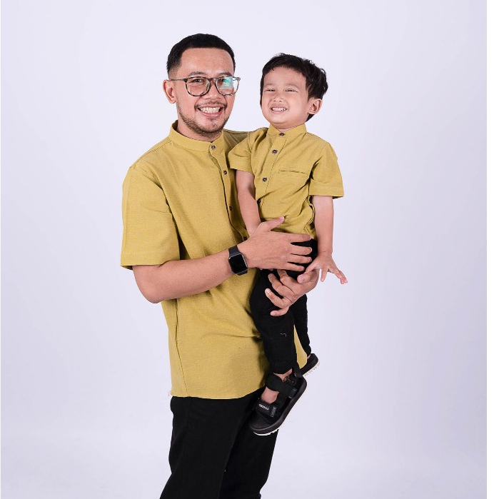 YODAN - kemeja koko dewasa/anak Warna LEMON (Baju couple Ayah dan Anak)