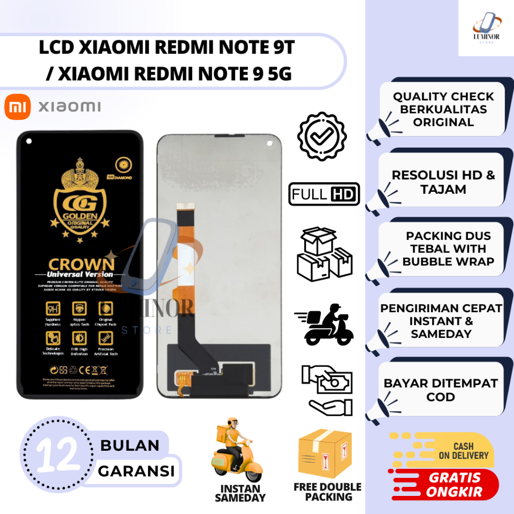 LCD REDMI NOTE 9T / NOTE 9 5G / XIAOMI REDMI NOTE 9T / XIAOMI REDMI NOTE 9 5G FULLSET COMPLETE