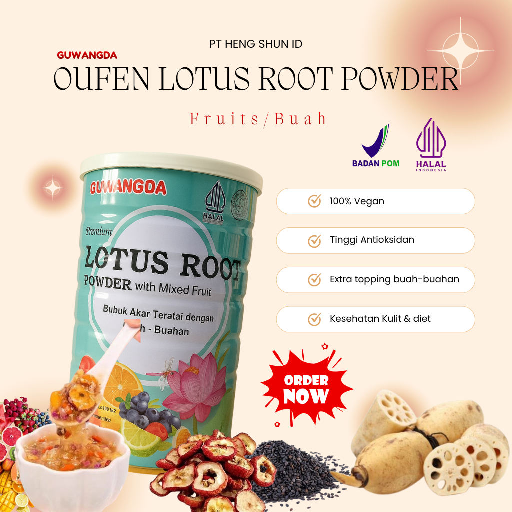 GUWANGDA LOTUS ROOT POWDER - RASA BUAH (OU FEN LOTUS HALAL DAN BPOM ) 500GRAM fruits instant soup ak