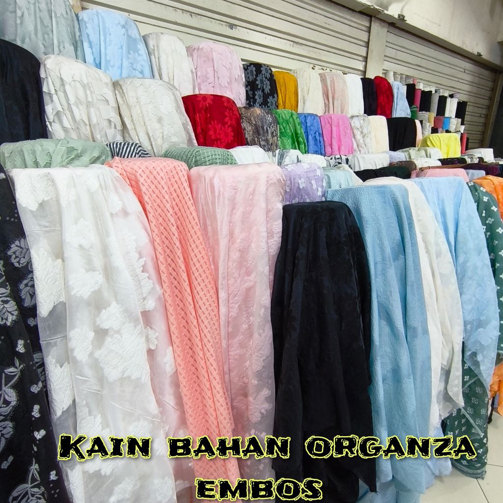 Kain/Bahan Kain Organza Embos/Kain Organza Bordir [ harga ½ meter]