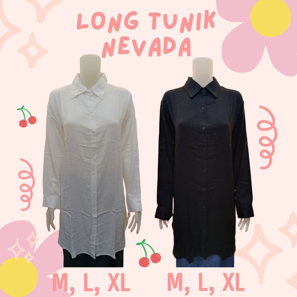 Tunik wanita branded Nevada | motif polos salur | bahan katun rayon