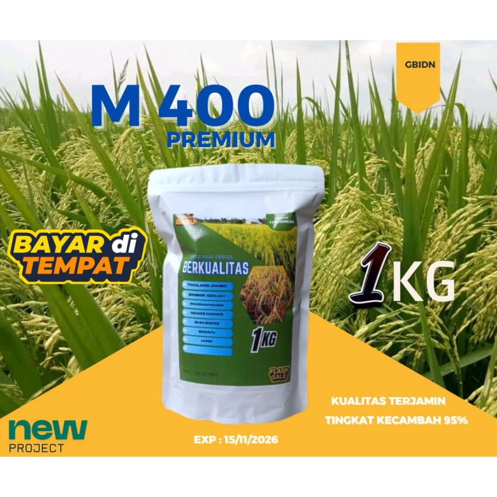 BIBIT PADI M400 PREMIUM KEMASAN 1 KG 100%ORI