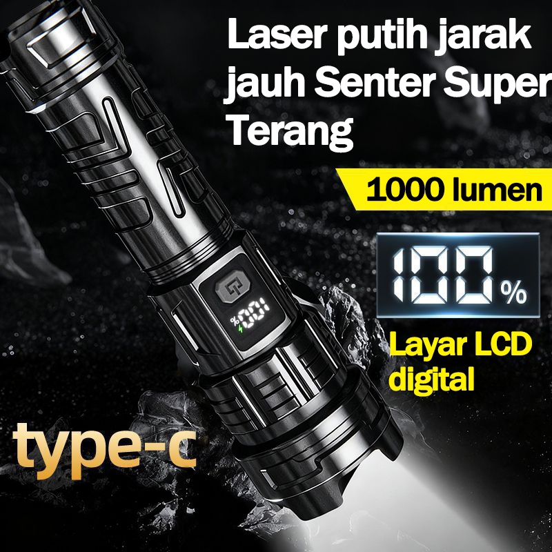 Senter led super terang led 1000 lumen senter super terang anti air senter zoom super terang senter 
