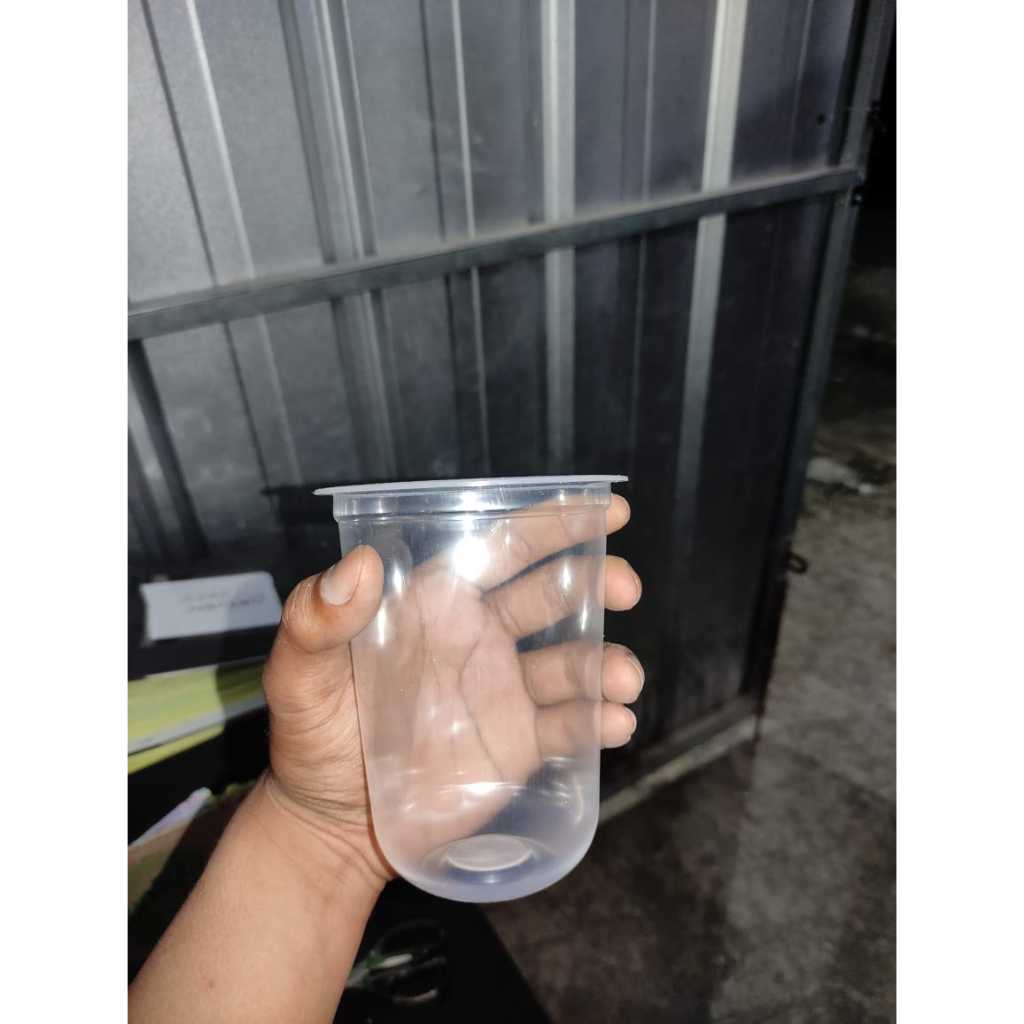 PREMIUM CUP Gelas Plastik 16oz POLYCUP PP Tebal + TUTUP ( LID STRAWLESS 93) | Bentuk Datar & OVAL U-