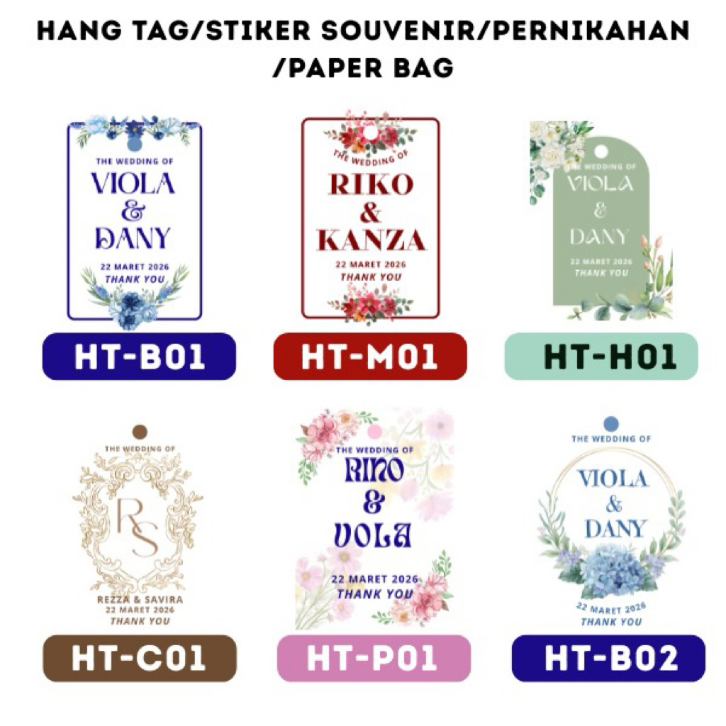 Isi 100pcs Hang Tag Souvenir Pernikahan / Sticker Pernikahan / Hang Tag Paperbag / Hang tag Tas Pern