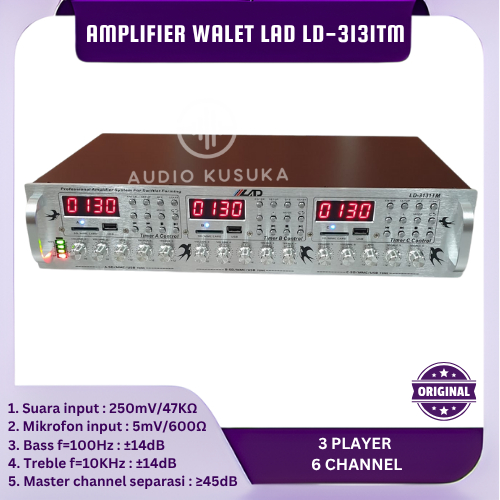 AMPLIFIER WALET LAD LD-3131TM 3 PLAYER 6 CHANNEL AMPLI WALET HIGH DISPLAY LED ORI GARANSI