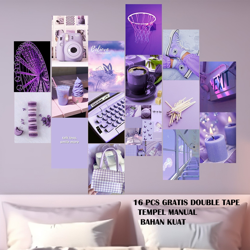 Pajangan Hiasan Dinding THEMA UNGU 1set Poster Aesthetic warna Biru gaya modern Ukuran bisa pilih su