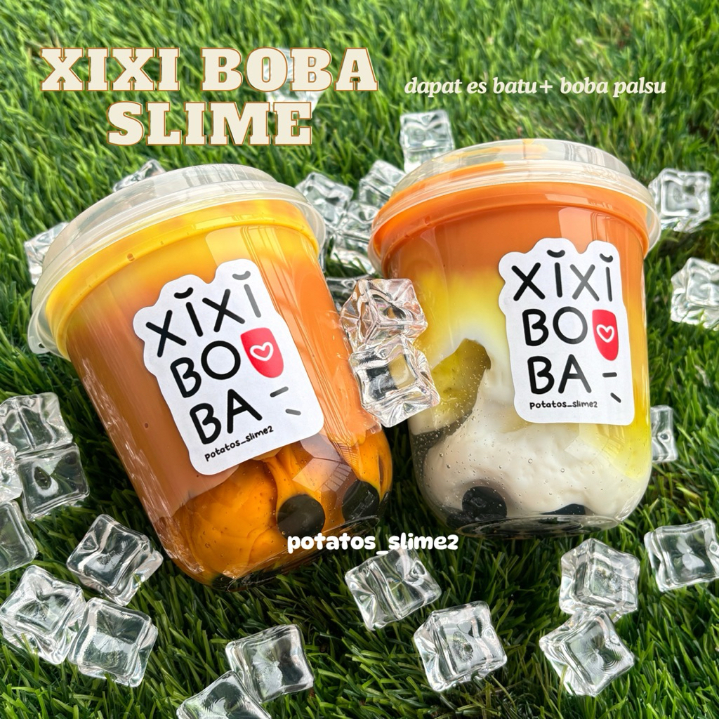 XIXI BOBA SLIME GELAS 380ml Patatos Slime  Slime Lucu wangi Boba