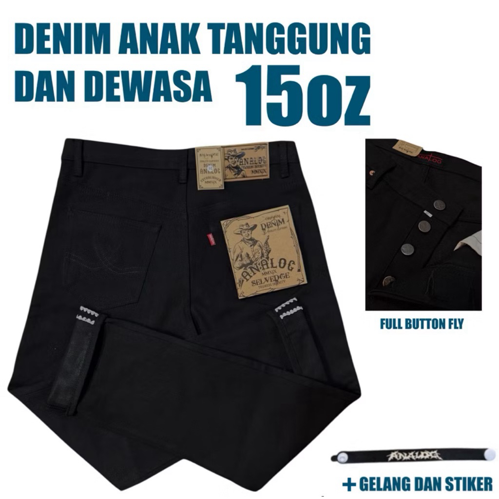 DENIM ANALOG FULL BLACK/DENIM SELVEDGE ANALOG/SELVEDGE DENIM ACCENT 15OZ/JEANS DENIM DENIM SELVEDGE/