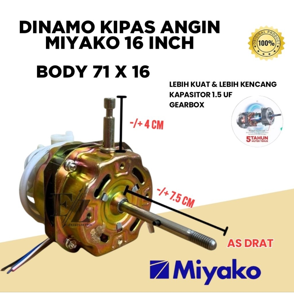 Dinamo Kipas Angin MIYAKO 16 INCH BODY 71 X 16 LEBIH KENCANG & KUAT