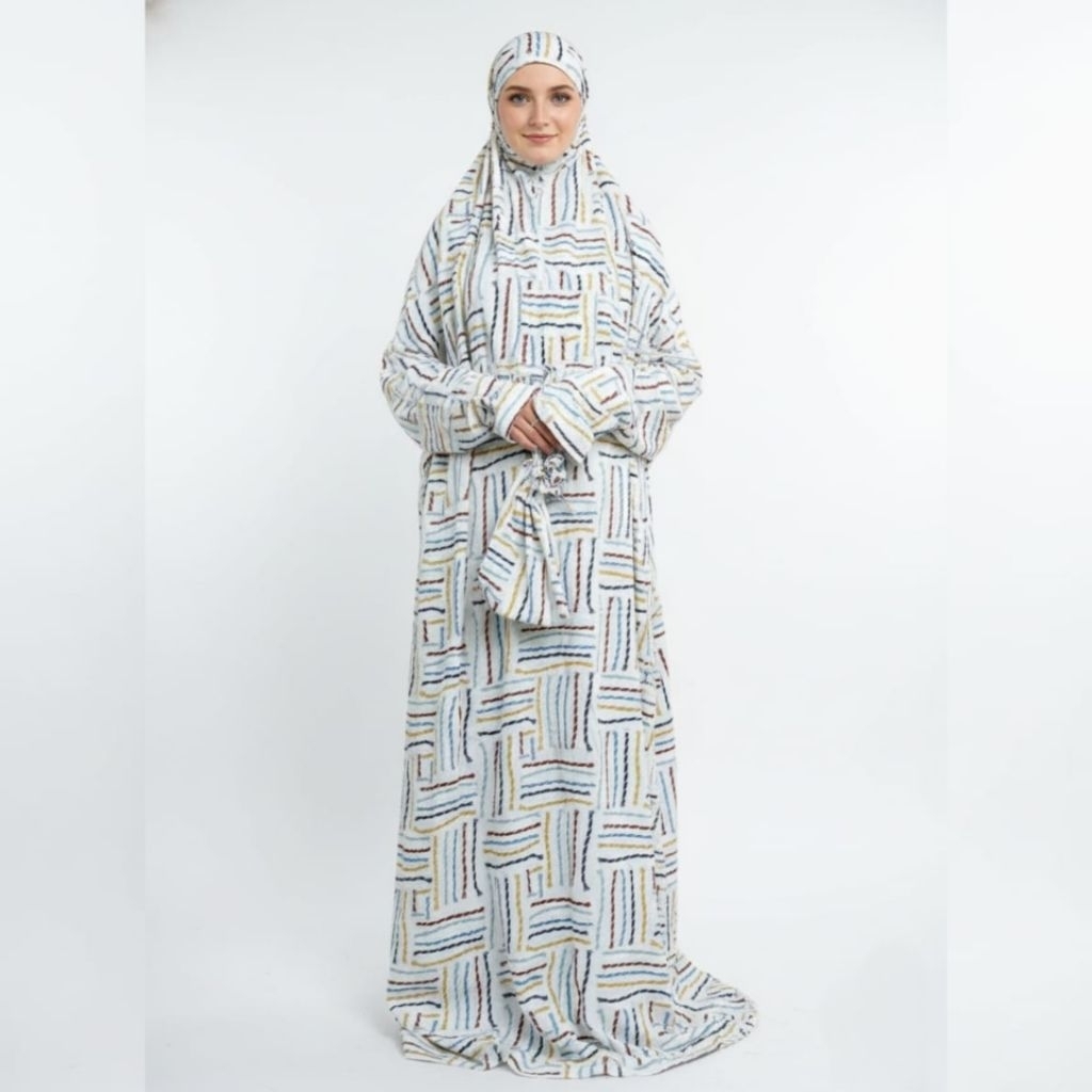 Mukena Rayon Dewasa Terusan Motif Tali Rainbow  Hadramaut Travel