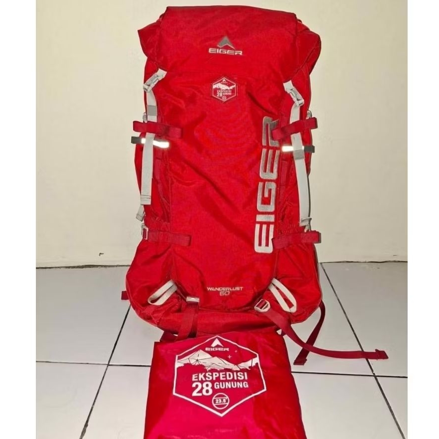 Tas Carrier EIGER WANDERLUST 60L Merah Ekspedisi 28 Gunung