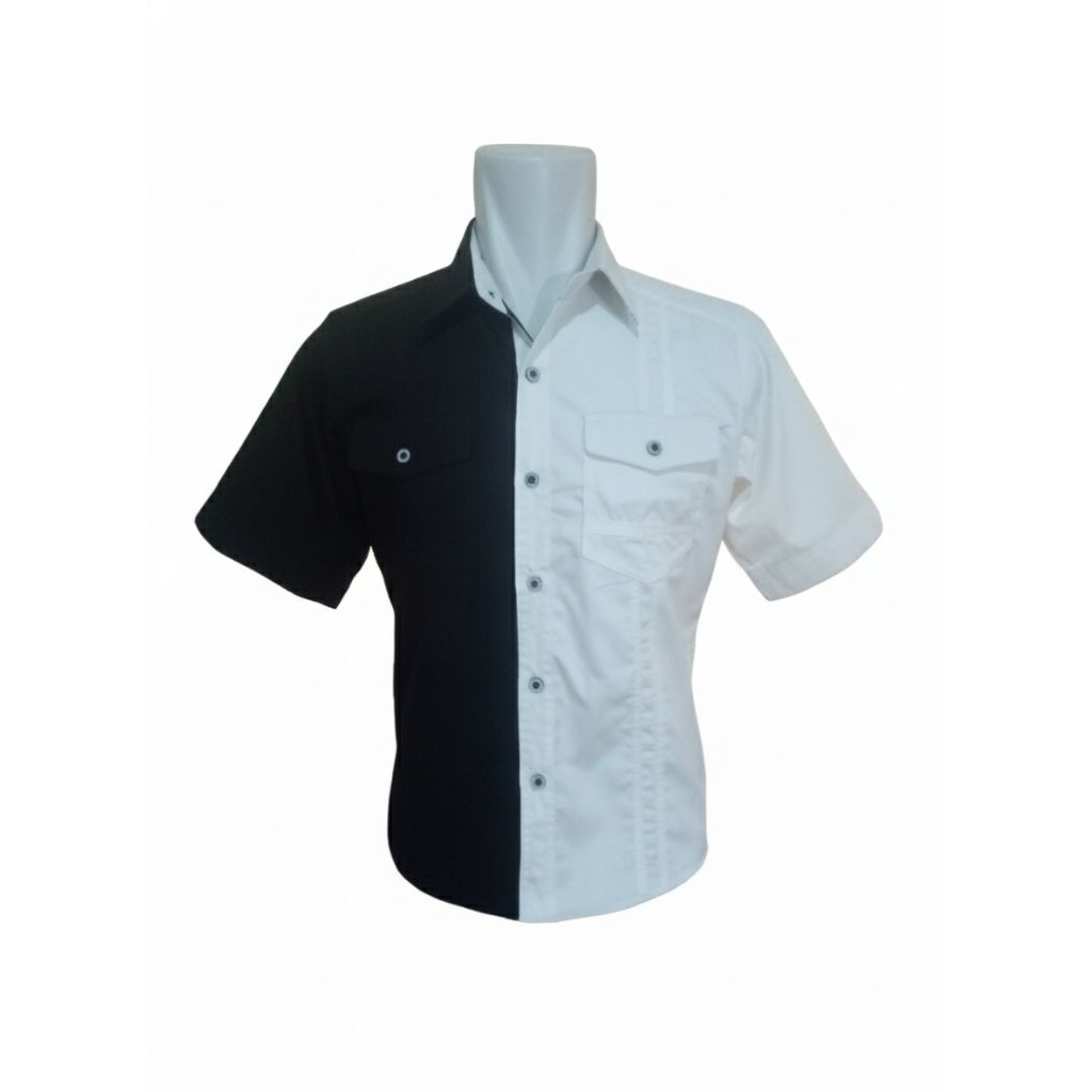 Kemeja Casual / Kemeja kombinasi dewasa bahan baby canvas