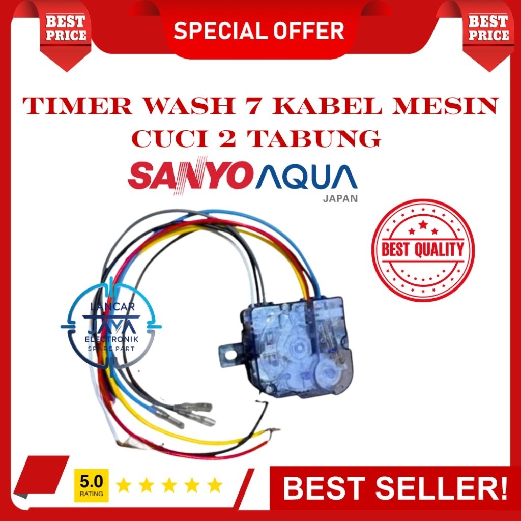 Timer Wash Mesin Cuci Sanyo Aqua 2 Tabung 7 Kabel – Sparepart Mesin Cuci 2 Tabung Top Quality
