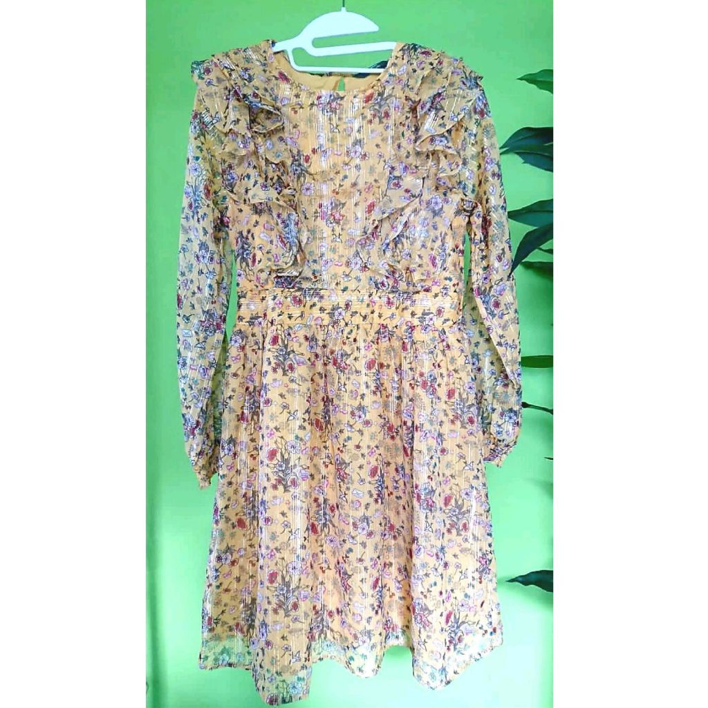 yellow gold pretty dress for girl 15-16yrs