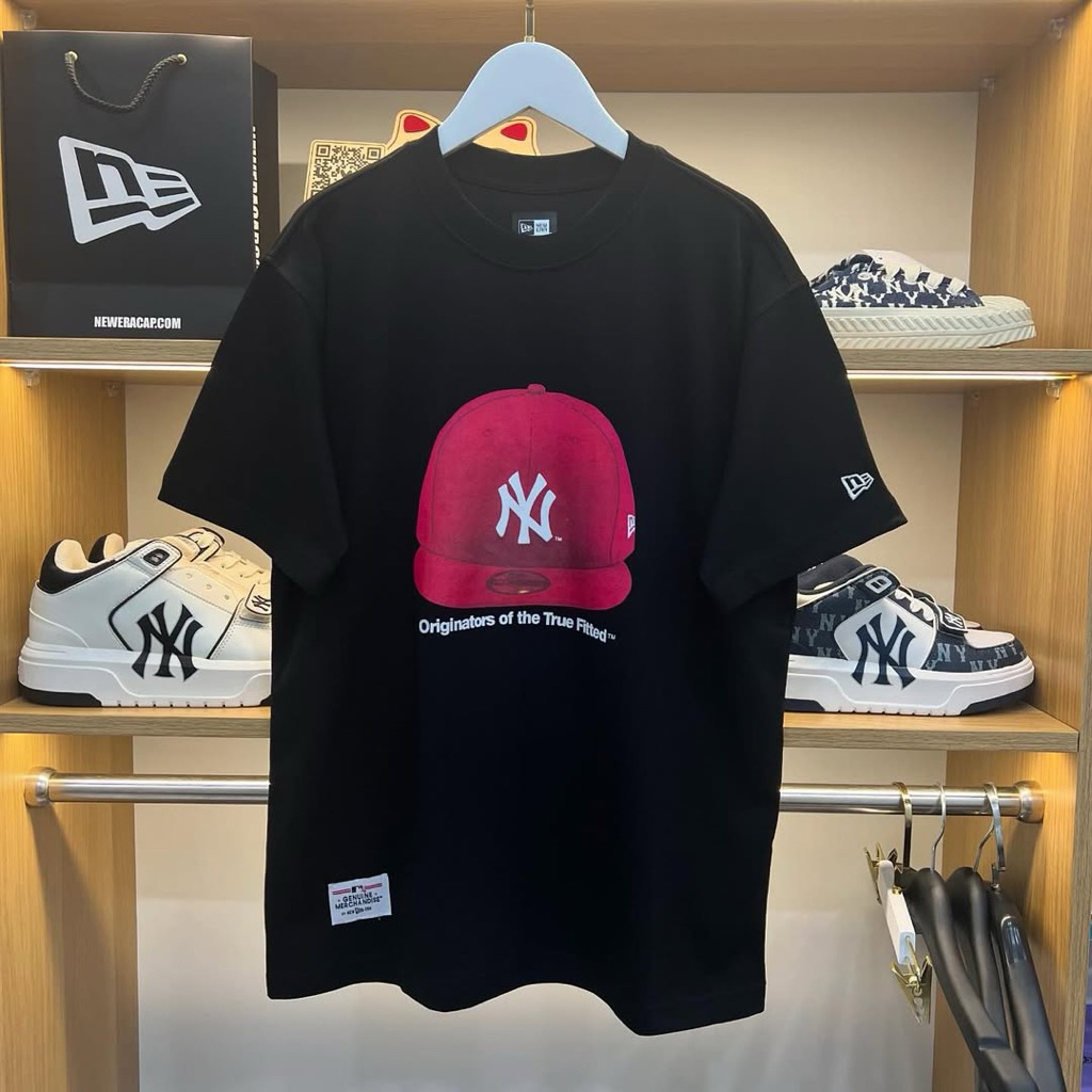 Kaos New Era | MlB Caps Import Black Tee High Quality Super Premium Unisex No bordir
