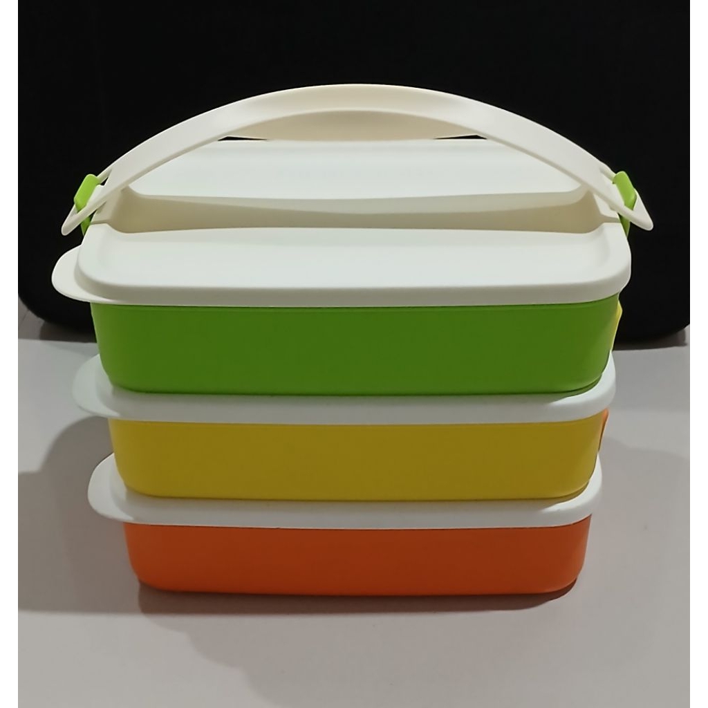 set rantang ctg warna warni 3 susun tupperware prelove