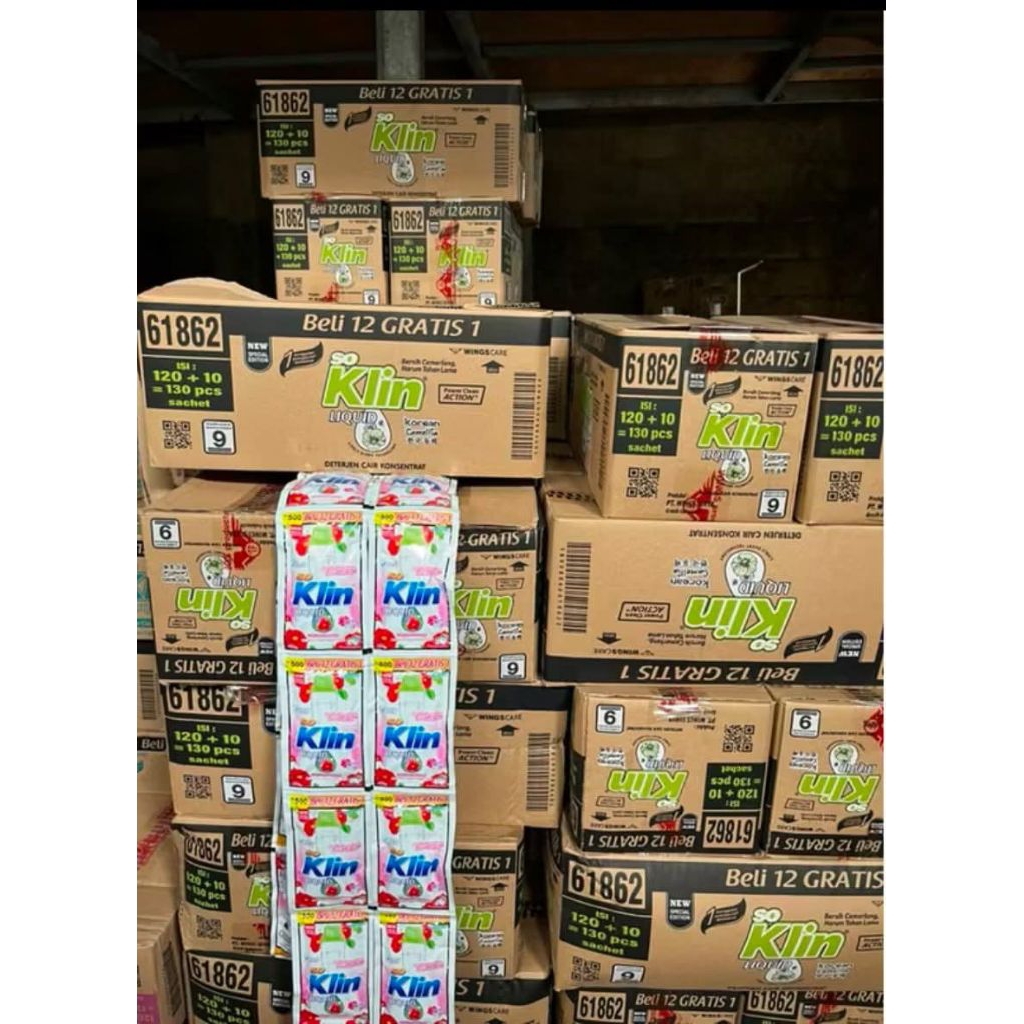 1 DUS/ KARTON SO KLIN LIQUID - 12 PCS FREE 1 || SO KLIN CAIR 130 PCS NEW KEMASAN