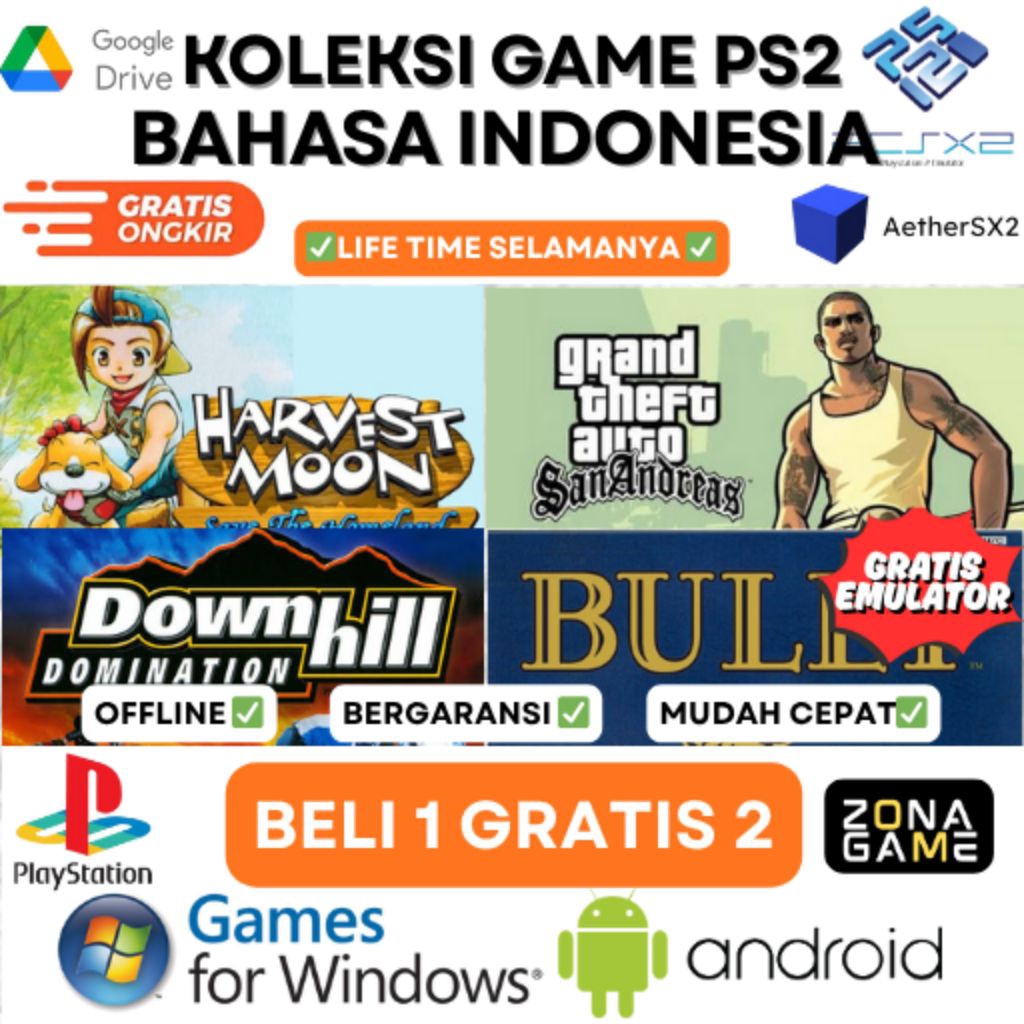 Koleksi Game PS2 Bahasa Indonesia + Save Tamat Bisa di Android / PC | BELI 1 GRATIS 2 + Emulator
