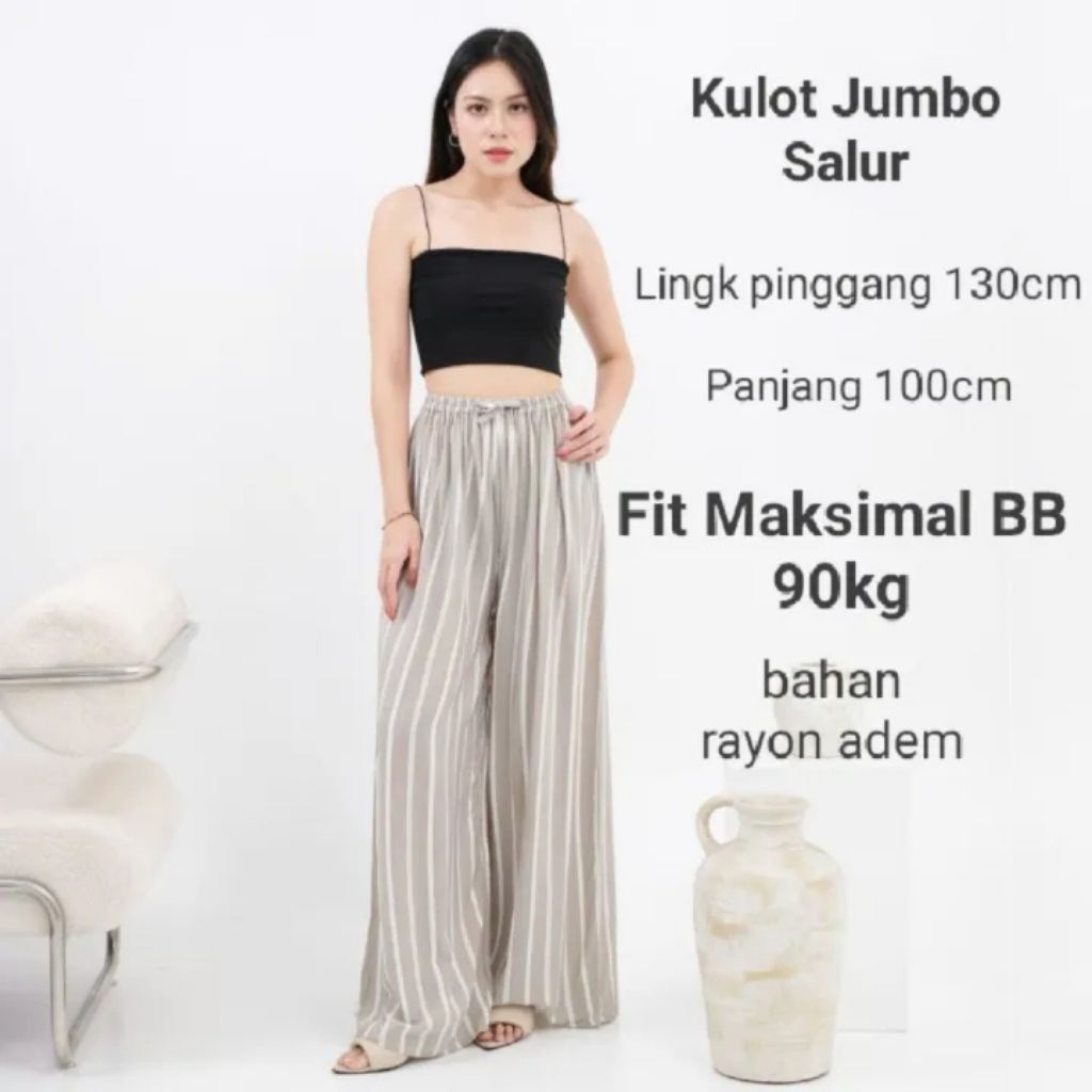 Everyday stripe pants jumbo | kulot salur jumbo bahan rayon