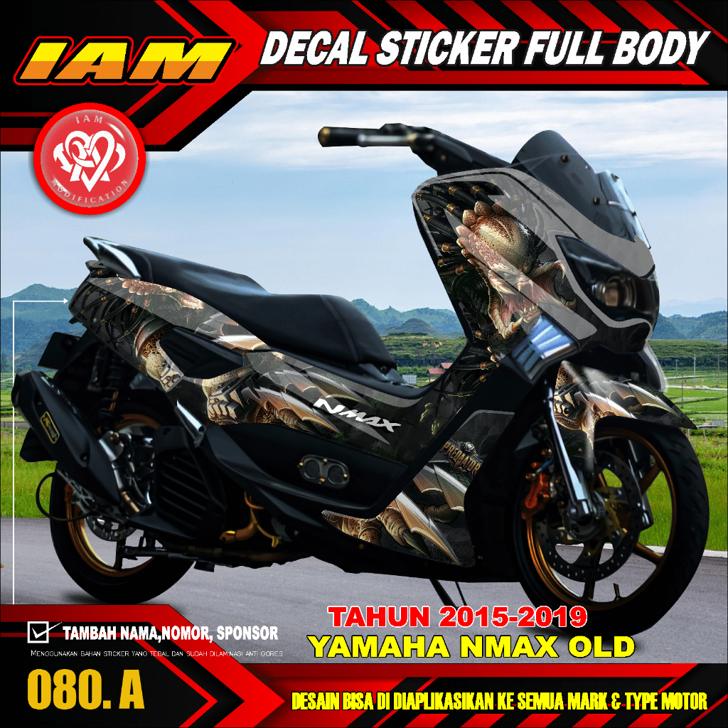 DECAL STICKER YAMAHA NMAX OLD LAMA 2016 2017 2018 2019 FULL BODY DESAIN PREDATOR - IAM 080 A
