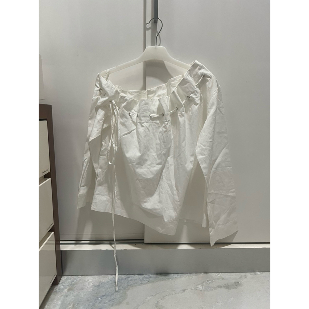 Atasan Baju wanita cewek katun putih ( X ) S M L Tarzan miring