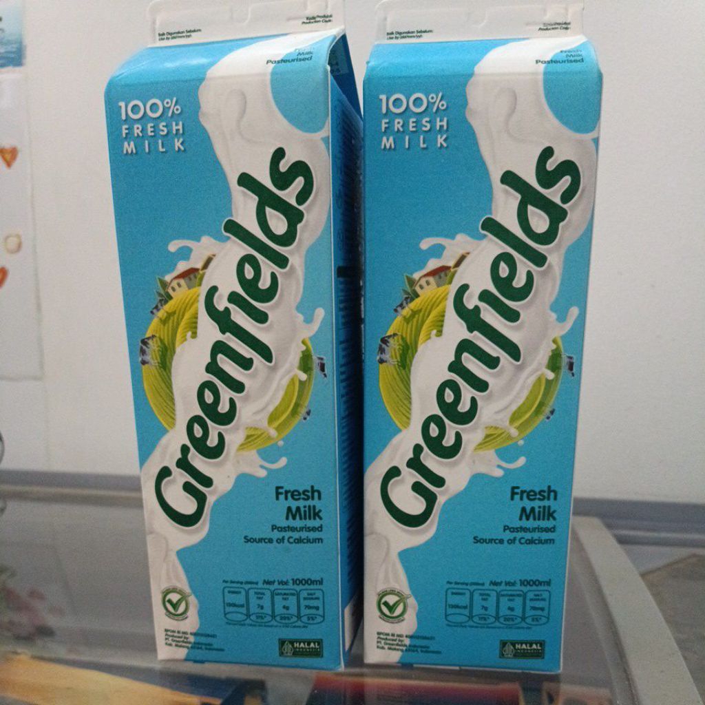 Greenfields 100% Fresh milk pasteurisasi 1 liter tanpa tutup putar susu sapi segar