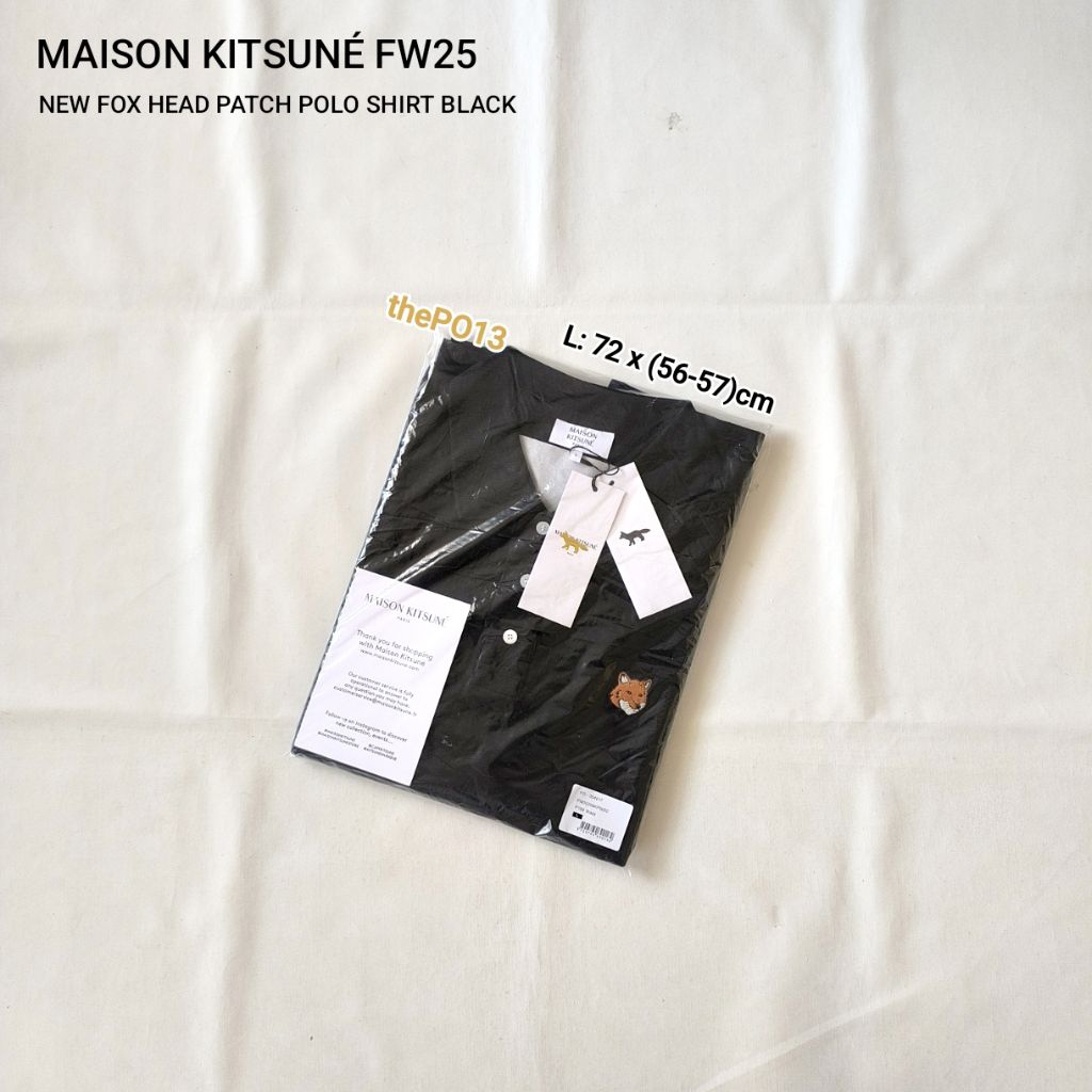 MAISON KITSUNE NEW FOX HEAD PATCH POLO SHIRT BLACK FW25 AUTHENTIC 100% BNWT
