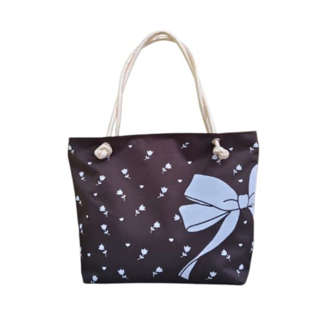 Tote bag tas kekinian, tas kanvas resleting tali sumbu