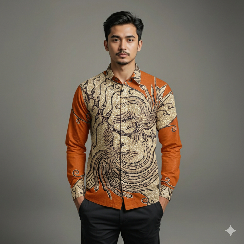 Kemeja Batik Pria Baju Lengan Panjang Slimfit Lapis Furing Batik Cinarita 0346 Bahan Katun Premium E