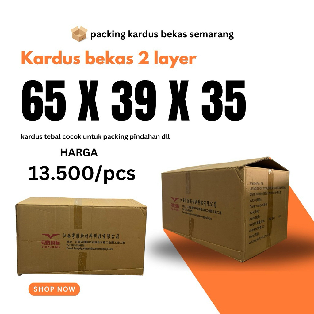 kardus bekas tebal 2 layer ukuran (65x39x35)