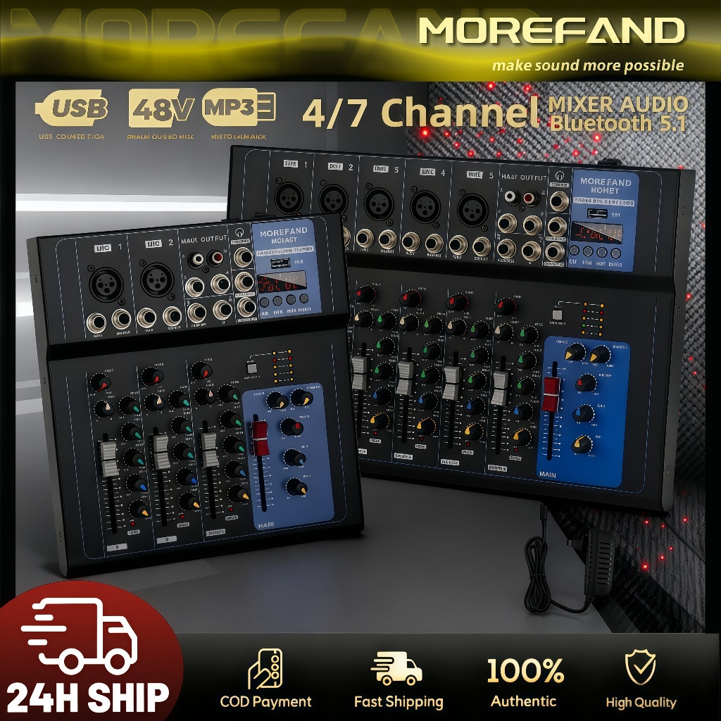 MOREFAND  Mixer Audio Audio Mixer DJ Mixer F4/F7 4/7channels Bluetooth /USB/PC/MP3 Player Bernyanyi 